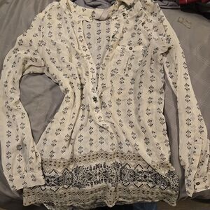 Floral Print Cream Blouse